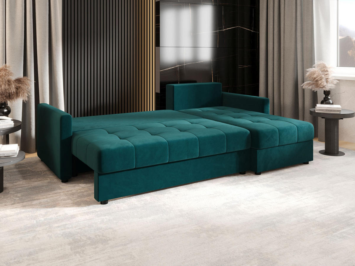 ECKSOFA MOS L BIS Itaka 39 Rechts mit Schlaffunktion - Türkis, Textil (220/143cm) - Bedante