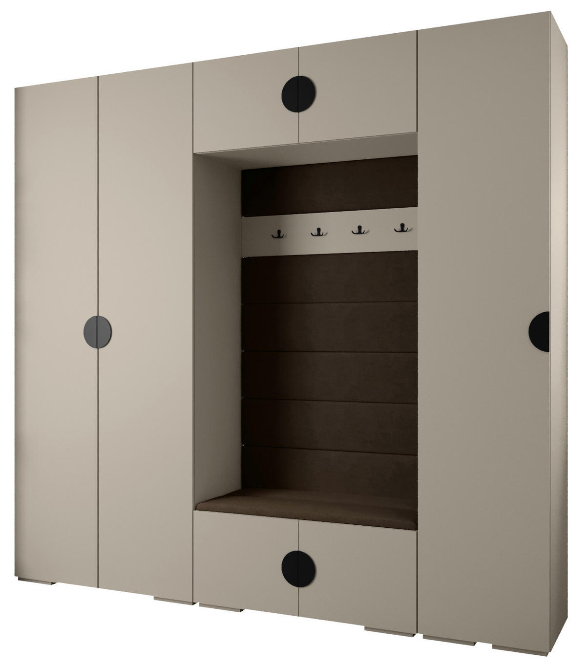GARDEROBEN-SET 236,7/250/47 - Kaschmir/Schwarz, Holz/Kunststoff (250/236.7/47cm) - Abiks Möbel