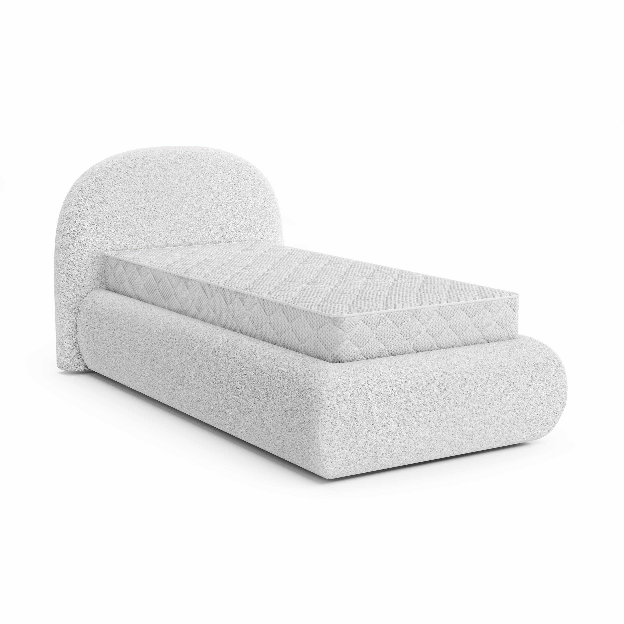 Beautysofa ČALOUNĚNÁ POSTEL Motti 90×200, jednolůžko s úložným prostorem a taštičkovou matrací 20 cm, krémová