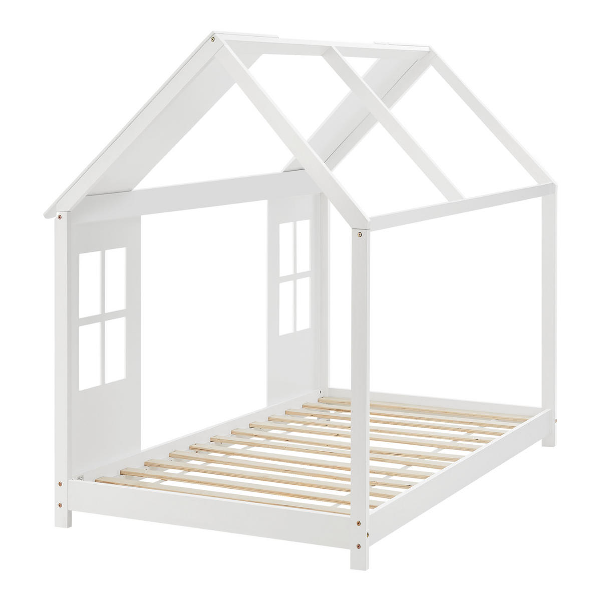 HAUSBETT Tostedt mit Matratze - Weiß, Holz/Textil (90/200cm) - [en.casa]