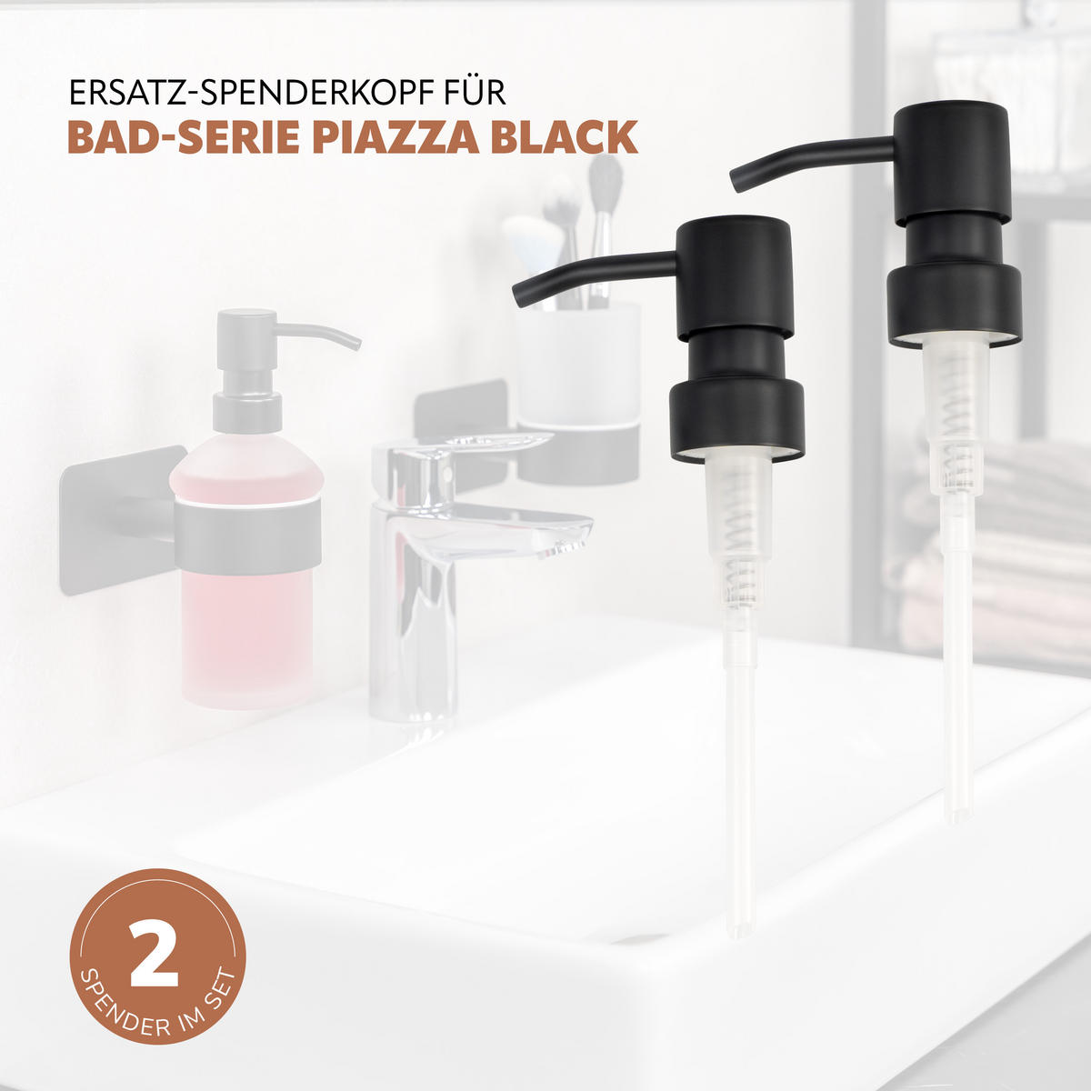 ERSATZ-SEIFENSPENDERPUMPKOPF PIAZZA BLACK 2er-Set, schwarz - Schwarz, Metall (6.7/16.5/3.1cm) - bremermann