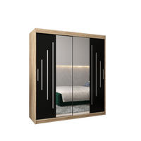 SCHWEBETÜRENSCHRANK 200/180/62 2-türig - Silberfarben/Schwarz, Holz/Kunststoff (180/200/62cm) - Abiks Möbel