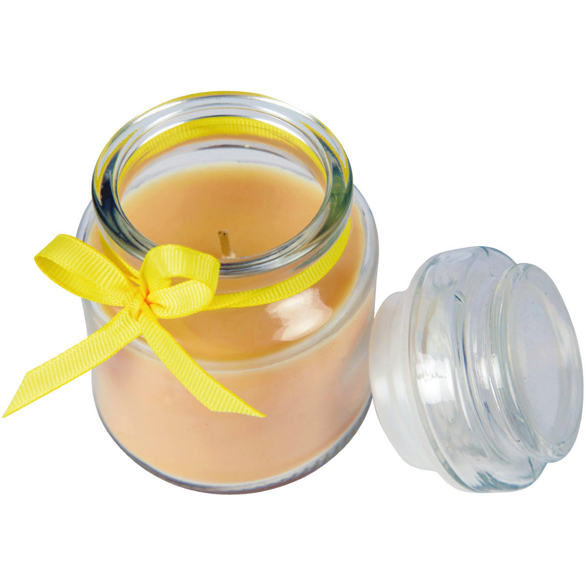 DUFTKERZE im Bonbonglas mit Deckel Vanille 30h - Beige, Glas (7/10cm)