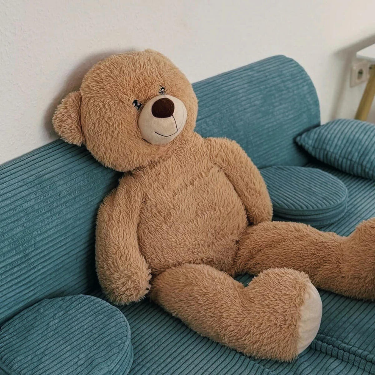 KINDERSOFA AESTHETIC 160 cm Cord Türkis 10 Stk - Blau, Textil (80/12/160cm) - MeowBaby