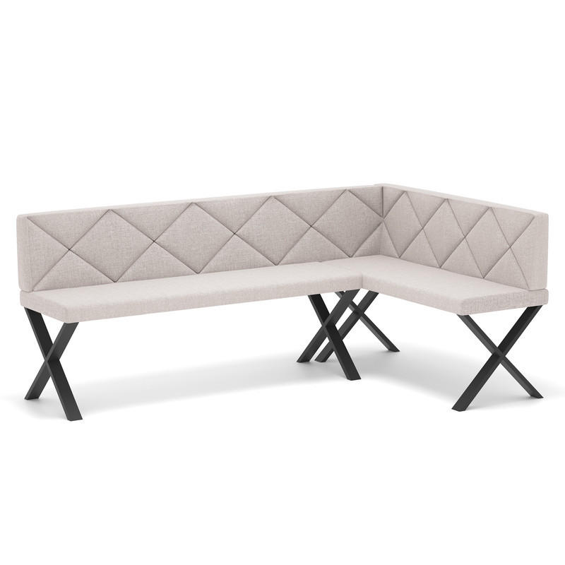 ECKBANK rechts VERO X Webstoff gesteppt, 142/196 cm Creme - Creme, Textil/Metall (142/196cm) - Idohome