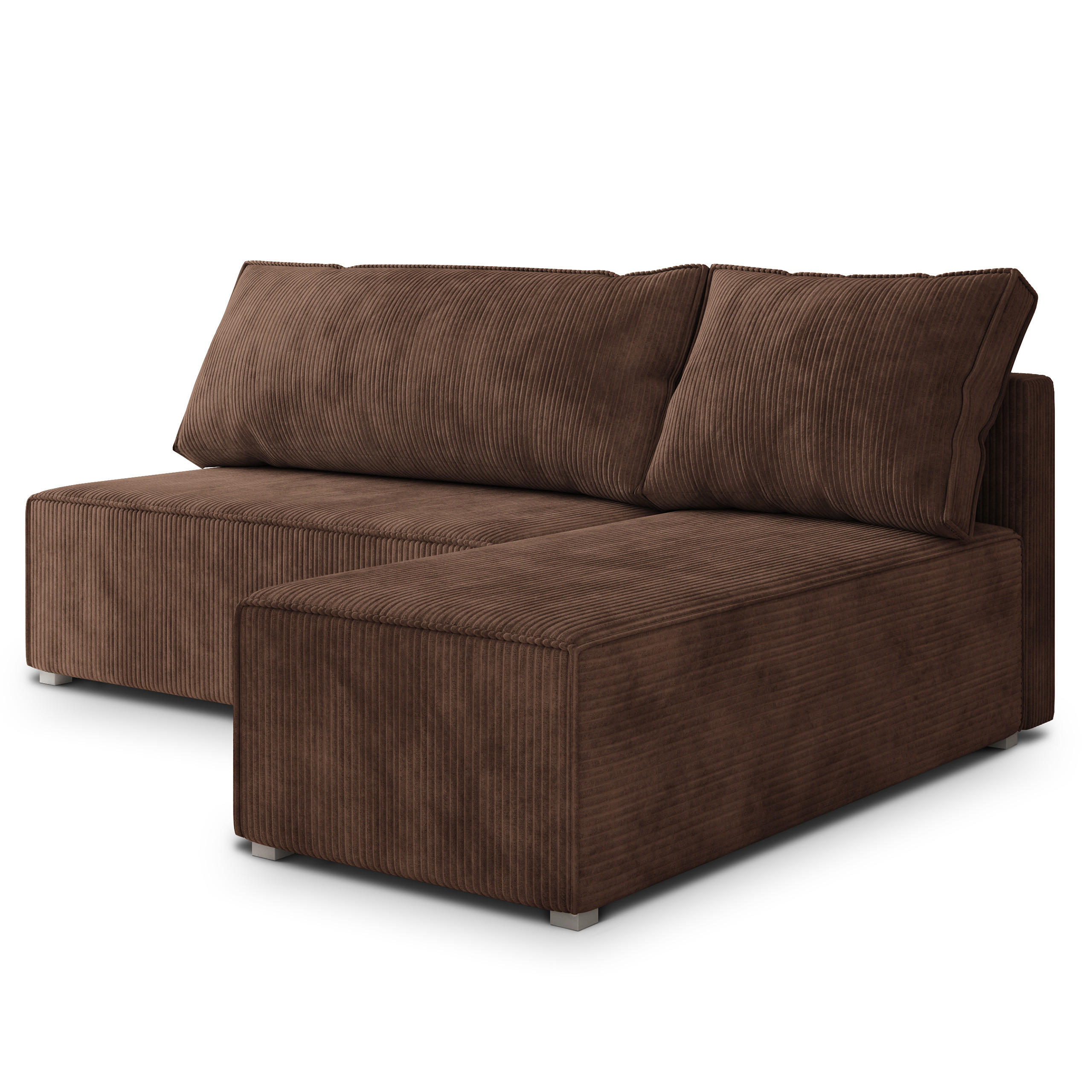 ROHOVÁ SEDAČKA BRISO hnědá - šedá/hnědá, dřevo/textil (200/140cm) - MASSENO