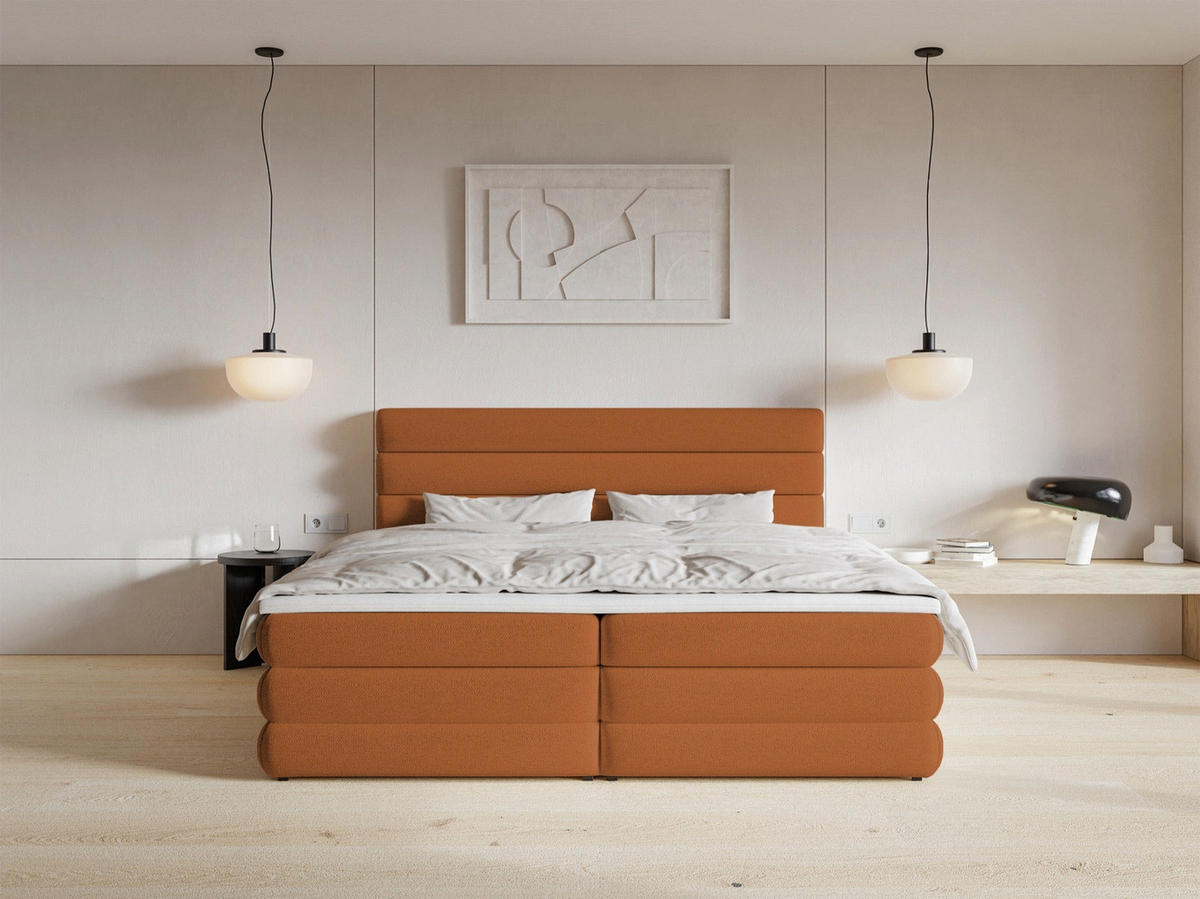 BOXBETT ALEGRE Kupferbraun 180x200 cm - Schwarz/Kupferfarben, Holz/Textil (180/200cm) - Selsey