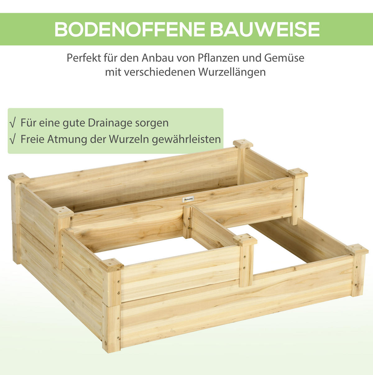 BLUMENKASTEN aus Tannenholz 108x88x36 cm in Natur - Naturfarben, Holz (88/36/108cm) - Modfu