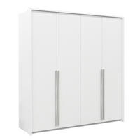 KLEIDERSCHRANK GENUA 210 cm – Weiß, 4 Türen, Silbergriffe - Weiß, Holzwerkstoff (210/217/65cm) - Bettso