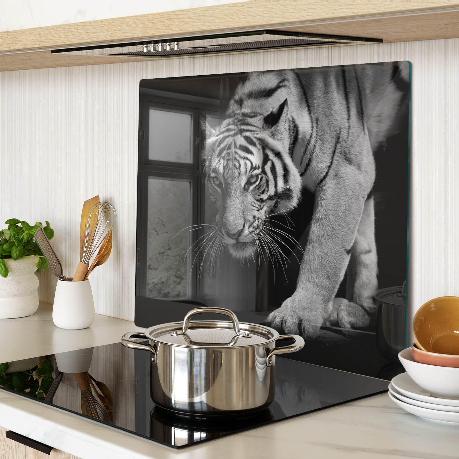 GLASPLATTE 60x52 cm Tiger - Schwarz/Braun, Glas (60/0.4/52cm) - TULUP