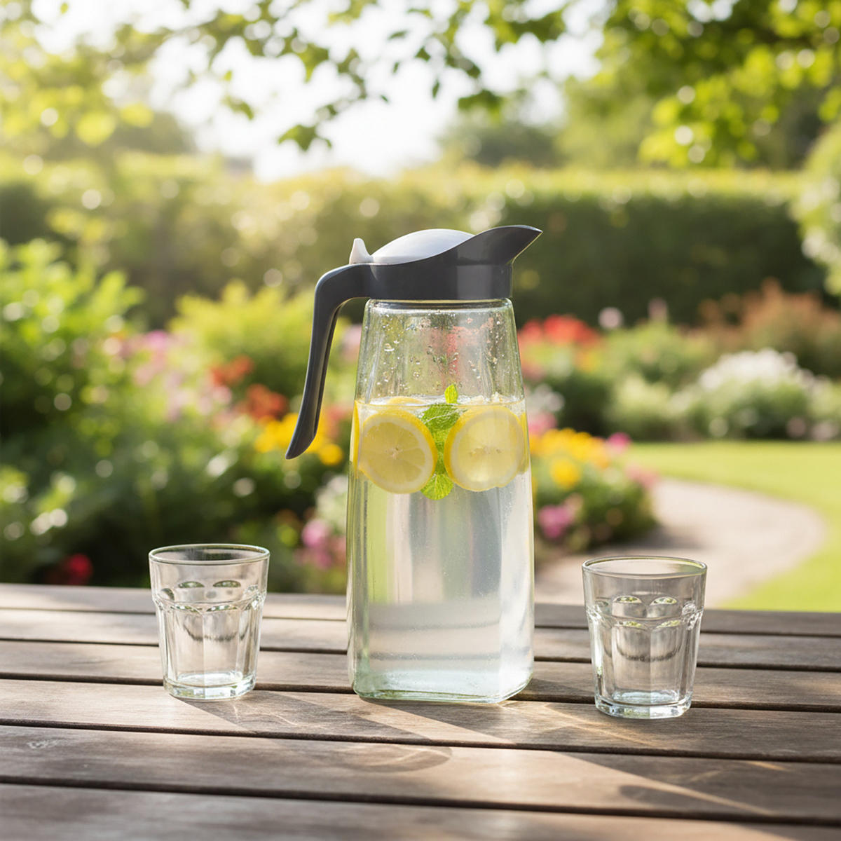 GLASKRUG mit Deckel Grau 1,5 l 15/9/26 cm - Grau, Glas (1.5L) - Excellent Houseware