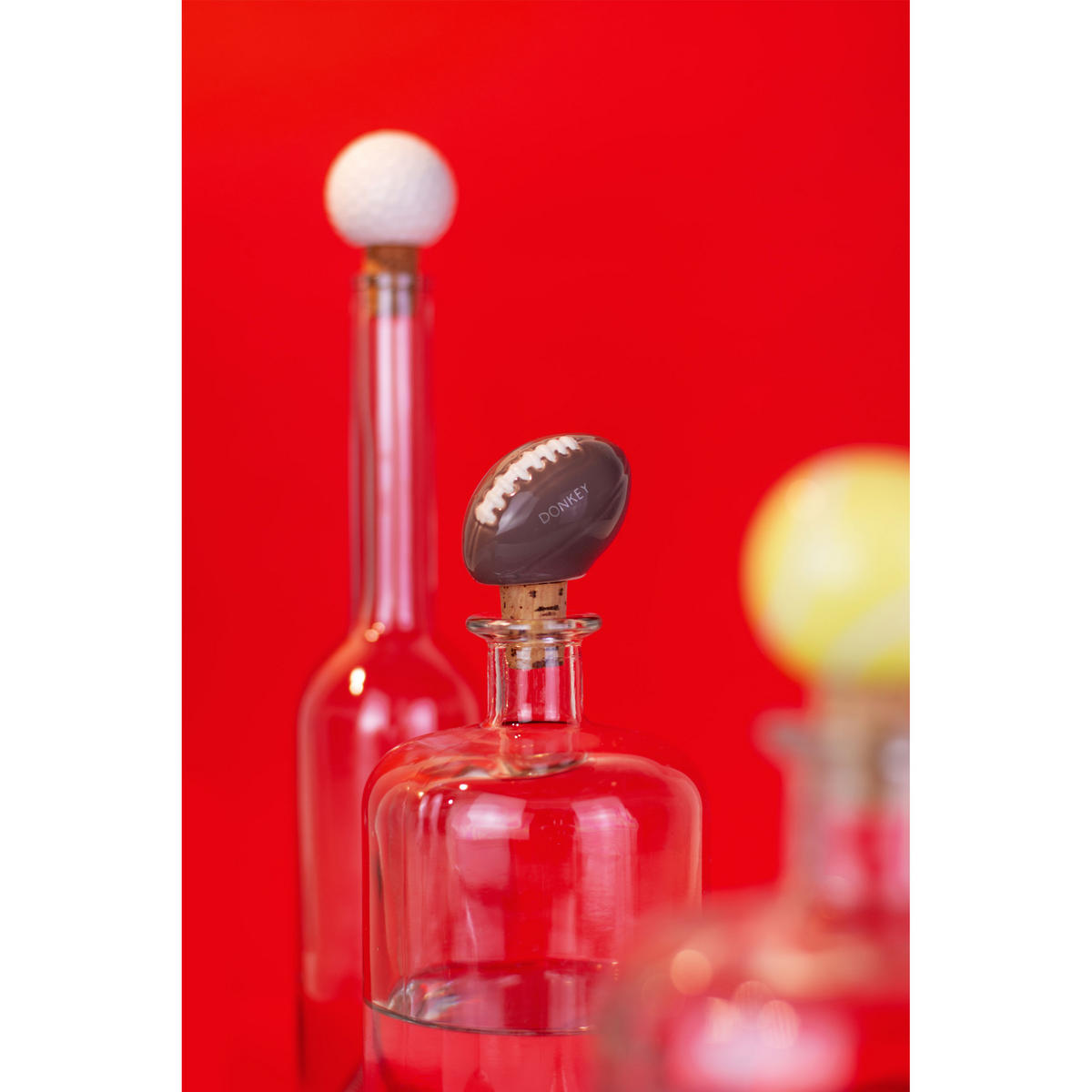 FLASCHENVERSCHLUSS Football, Porzellan, Kork, Braun - Braun, Keramik (4/7/5.5cm) - Donkey Products