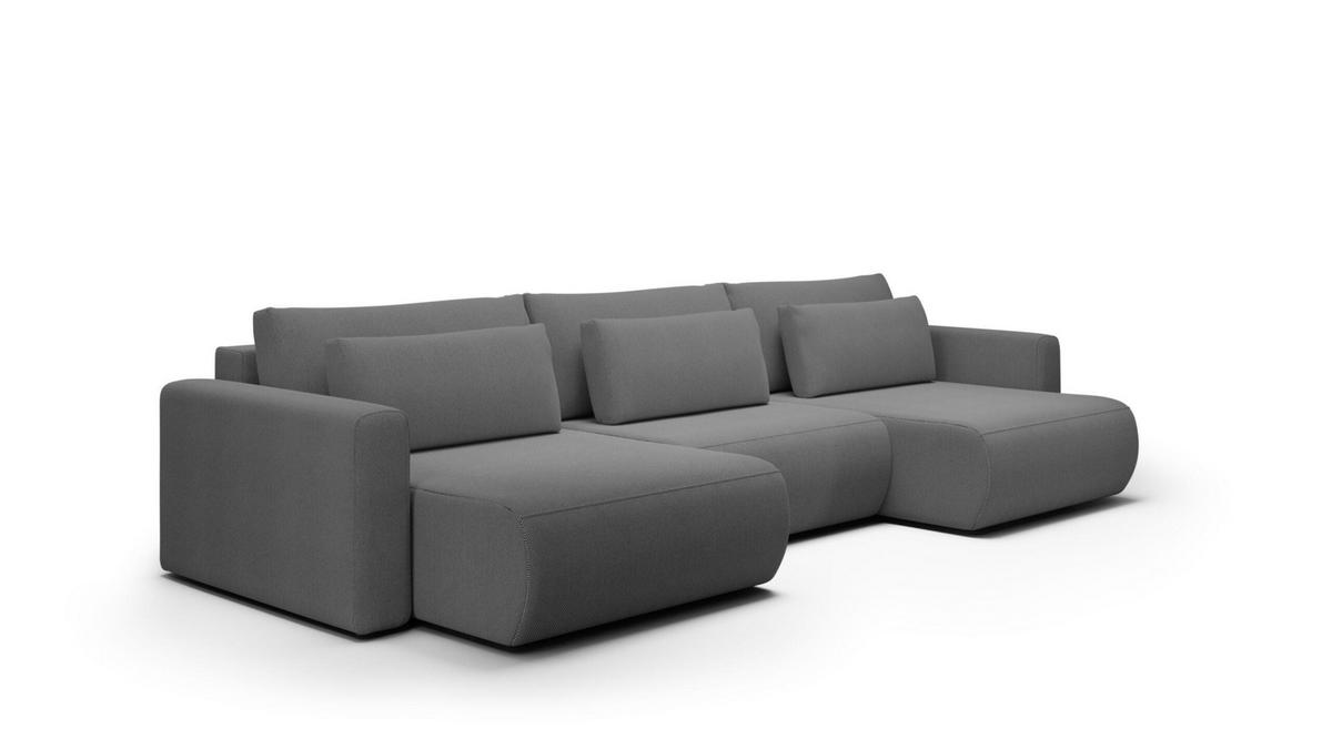 ECKSOFA mit Schlaffunktion U Grau - Grau, Textil (340/149cm) - Furnisell