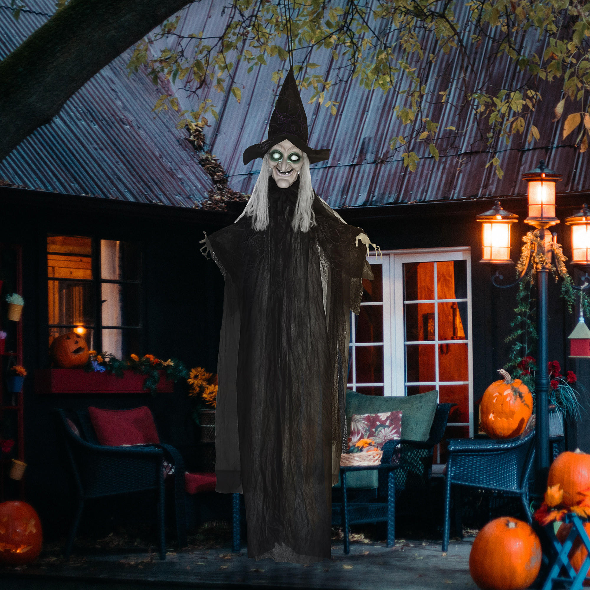 HALLOWEEN HORROR-CLOWN, Schwarz, Polyester, PE, Stahl - Schwarz, Kunststoff (18/183/130cm) - HOMCOM