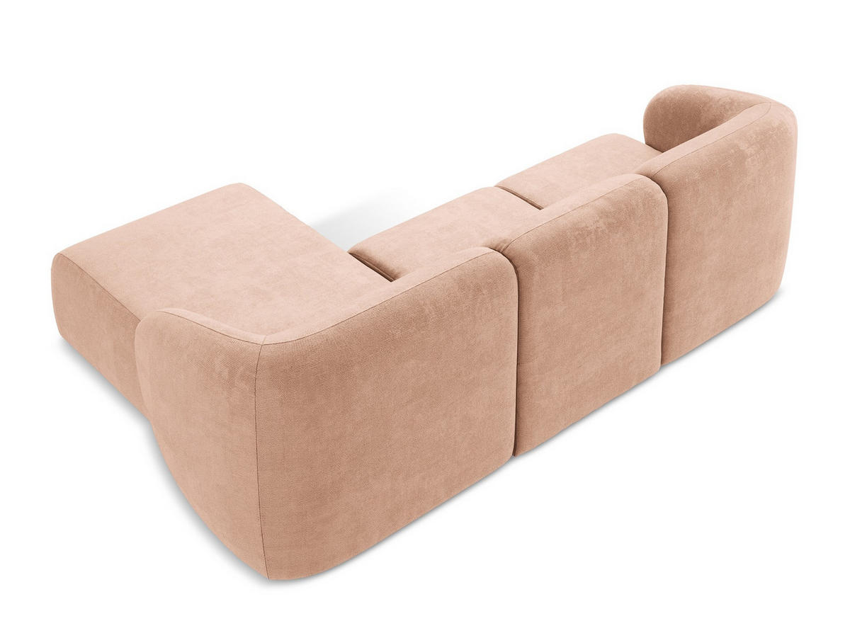 ECKSOFA Rechts Chenille Stoff Pink - Koralle/Schwarz, Holzwerkstoff/Kunststoff (248/166cm) - Makamii