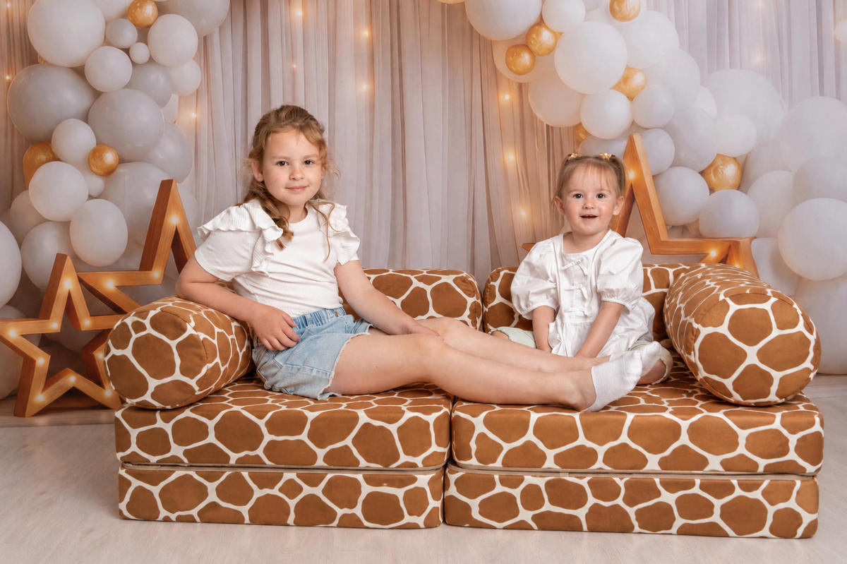MODULARES Kindersofa Giraffe – weiches Spielsofa zum Spielen und Entspannen - Braun, Textil (142/25/71cm) - Bees & Blooms