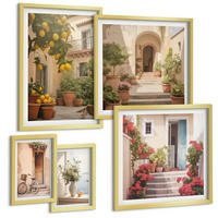 BILDER SET 5er Set - 50x50 cm & 20x30 cm & 40x60 cm Goldrahmen - Zitrusfrüchte in der Sonne - Goldfarben, Kunststoff (40/60cm) - TULUP