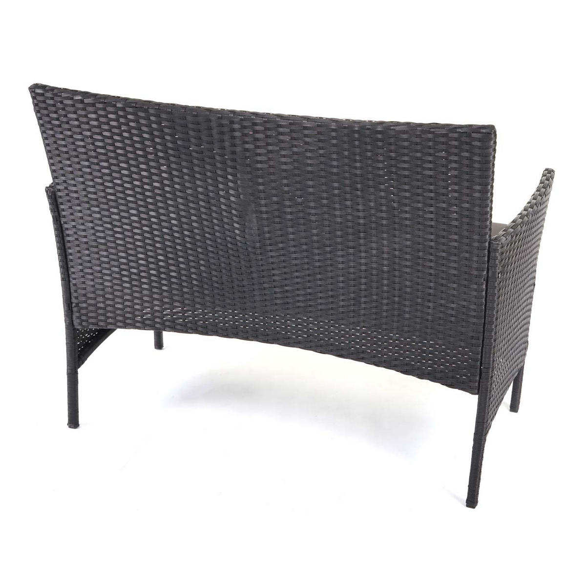 POLY-RATTAN GARNITUR Schwarz, Anthrazit - Anthrazit/Schwarz, Kunststoff - MCW
