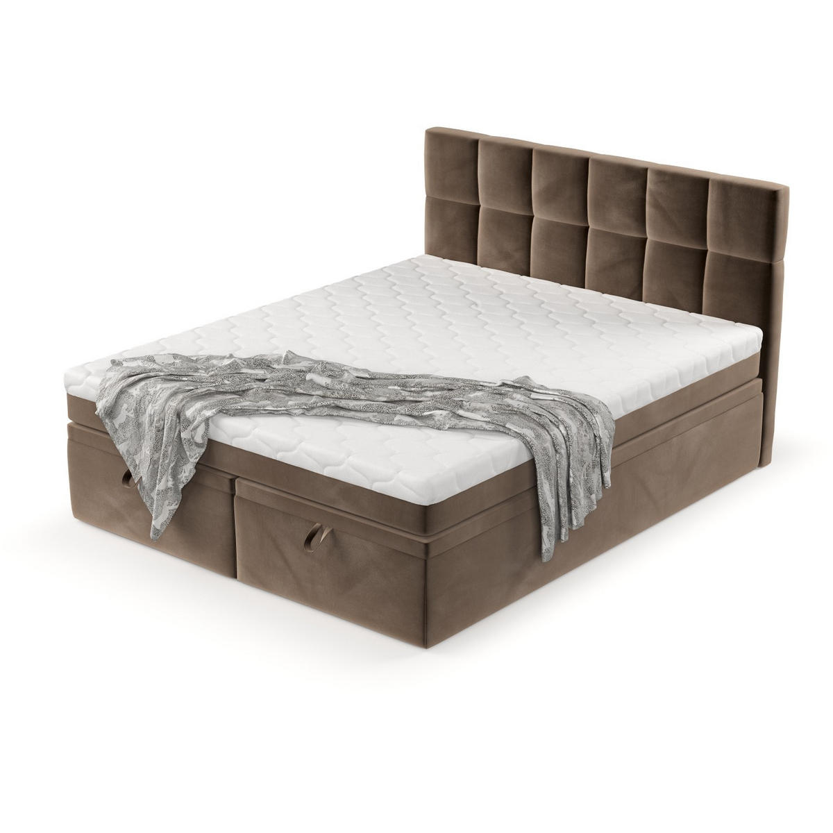 BOXBETT Elano 180/200 cm Braun im Paros Stoff - Schwarz/Braun, Holz/Holzwerkstoff (180/200cm) - AltaBeds