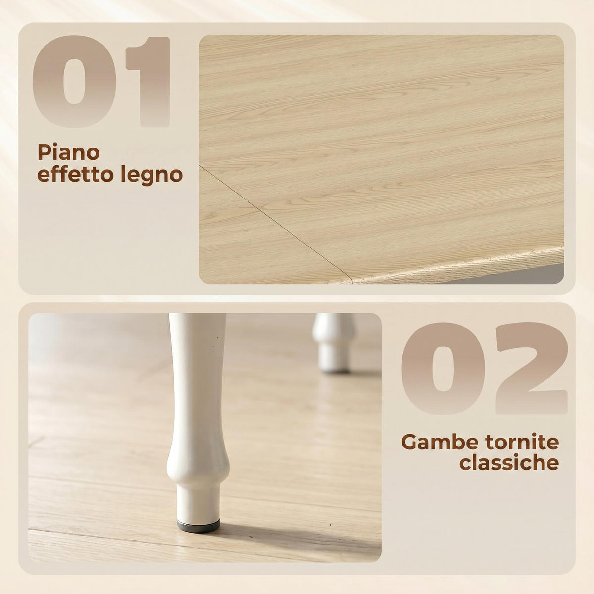 ESSTISCH Holzoptik 1 Stück - Beige, Naturmaterialien (134/80/75cm) - GiPP