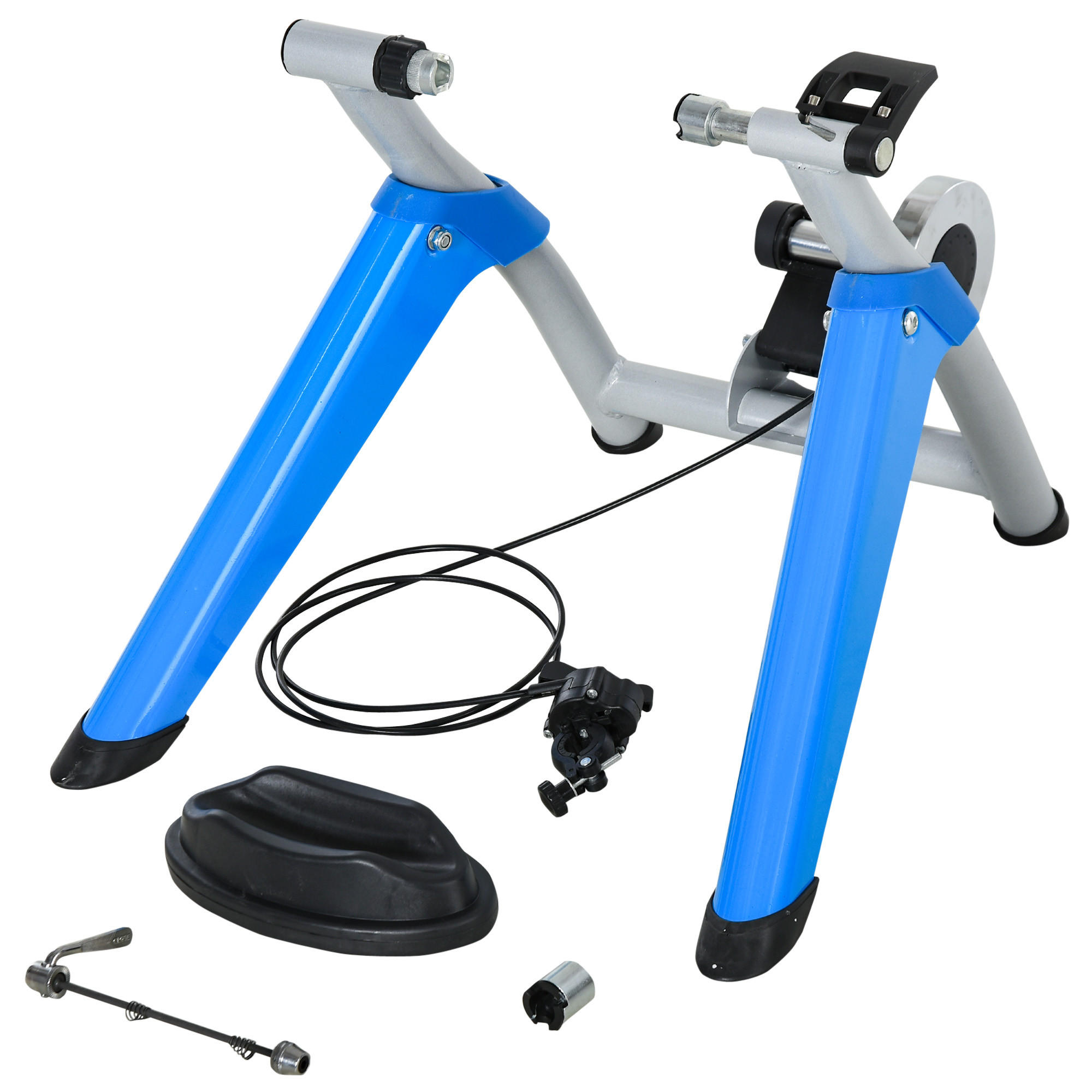 ROLLENTRAINER Fahrradtrainer mit Magnetbremse für 650C, 700C/26"-29" - Blau, Metall (56/47.5/77cm)