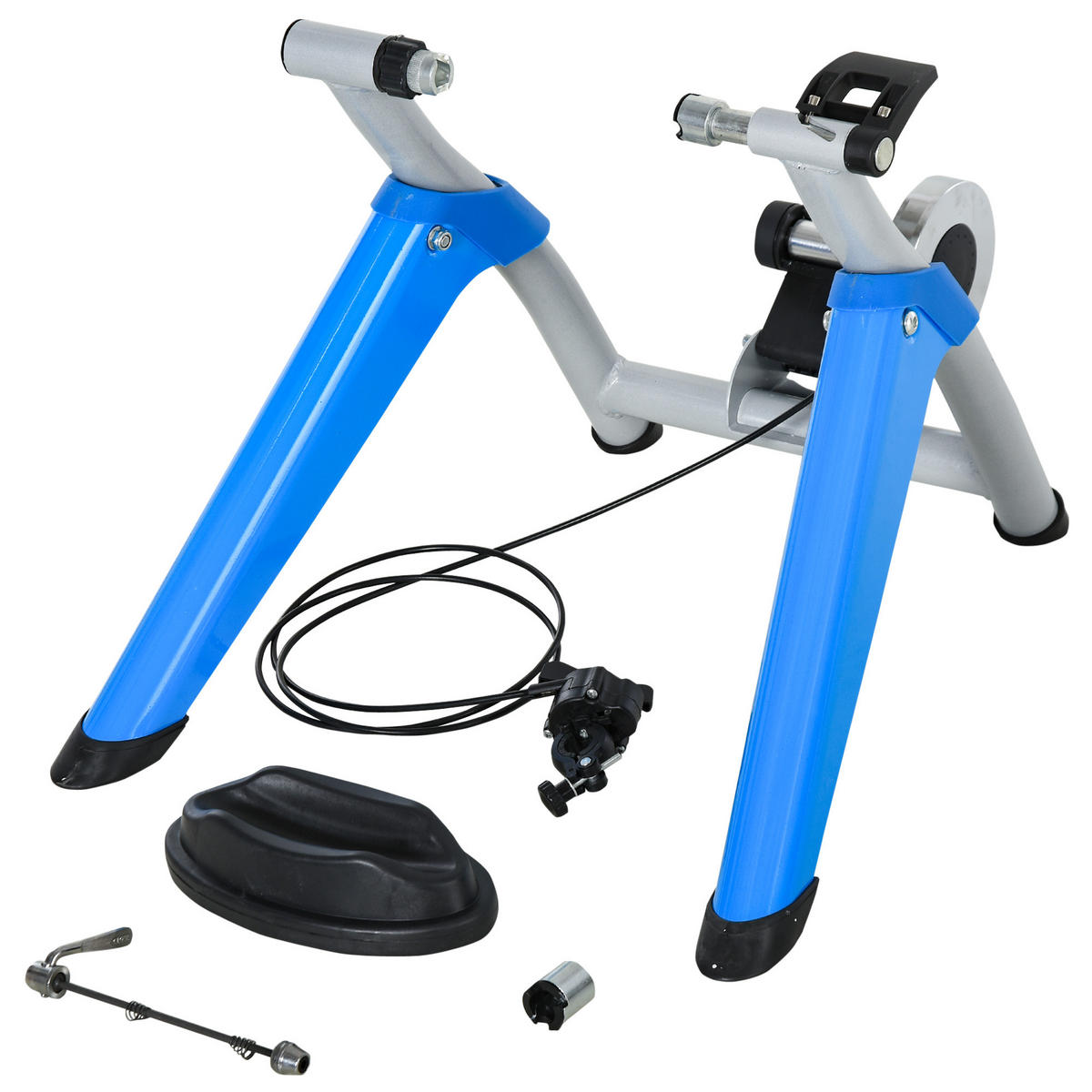 ROLLENTRAINER Fahrradtrainer mit Magnetbremse für 650C, 700C/26"-29" - Blau, Metall (56/47.5/77cm)