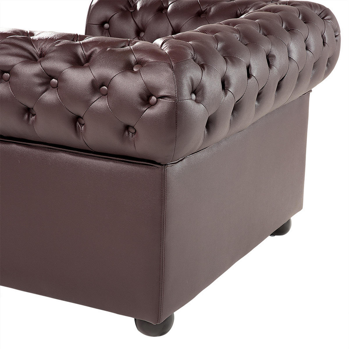 SESSEL Leder braun Chesterfield - Braun, Leder (108/70/77cm) - Beliani