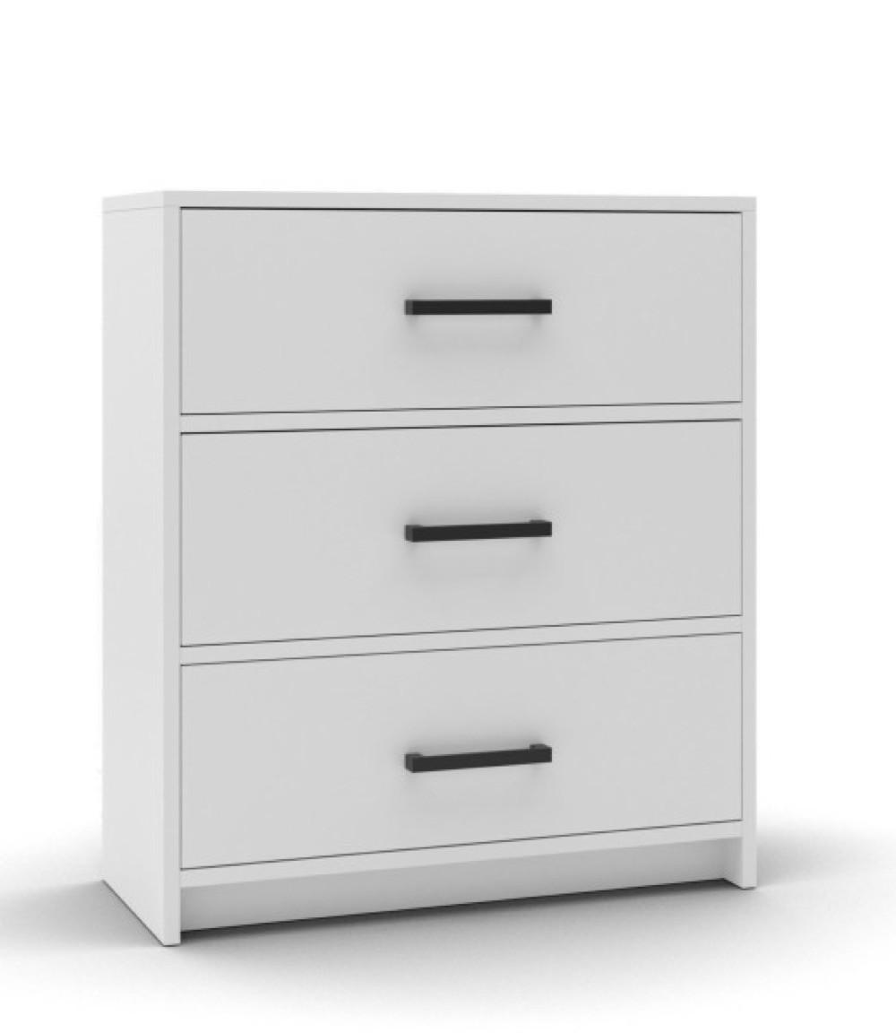 SIDEBOARD Weiß Modell Mit 3 Schubladen Schwarze Griffe - Weiß, Holzwerkstoff (80/90/35cm) - Sepro Meble