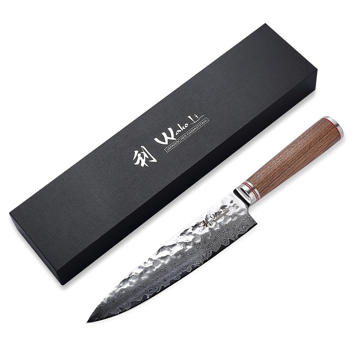 CHEFMESSER Nussbaum Serie Damast - Braun, Metall (34cm) - Wakoli