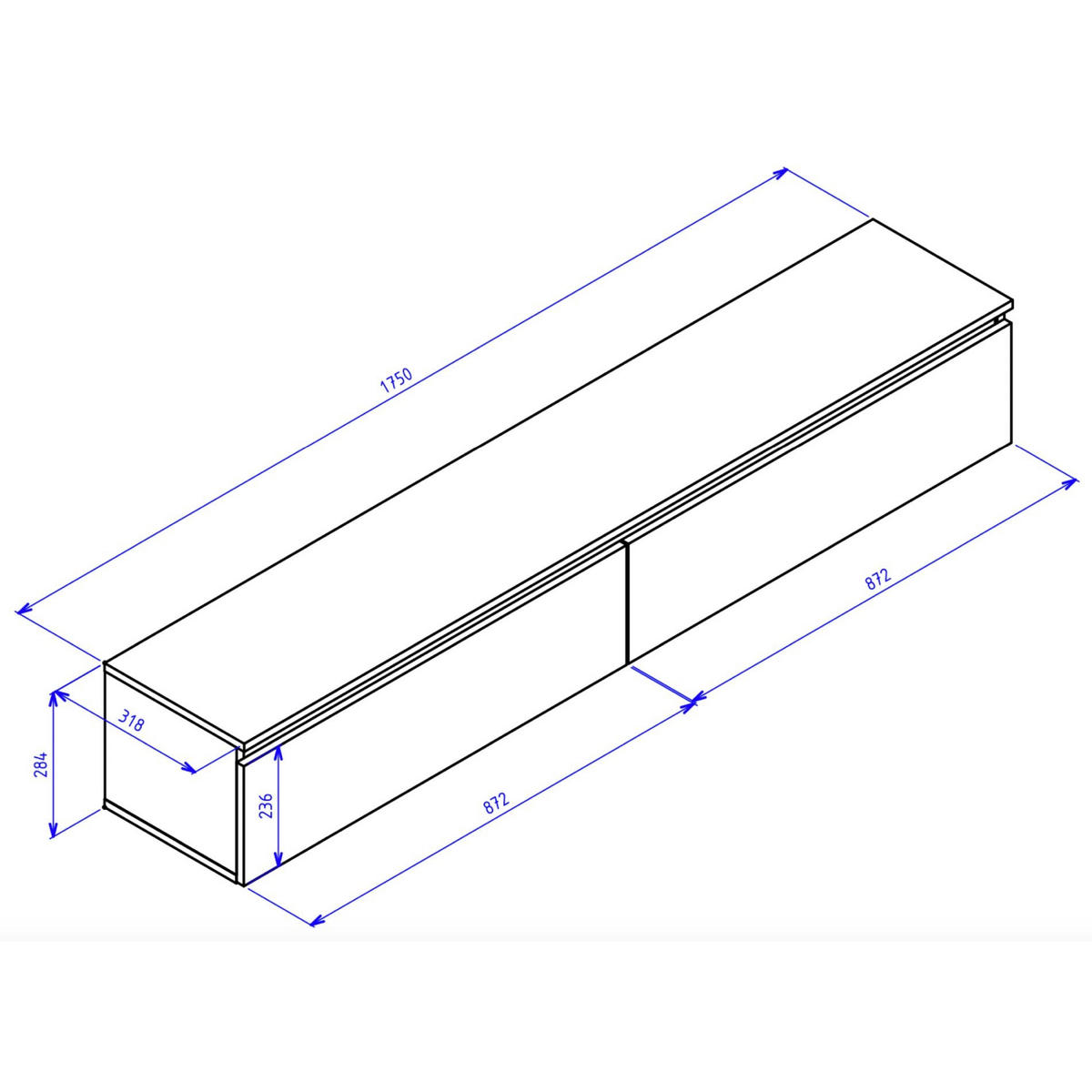 TV stolek Bemmi bílý 175/28/32 cm - bílá, kompozitní dřevo (175/28.4/31.8cm) - Selsey