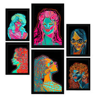 POSTER Set Mit 6 Shades of Beauty 2 Abstrakt Feminin Größe A3 & A4 Schwarzer Rahmen - Schwarz, Papier (29.7/1cm) - Nacnic