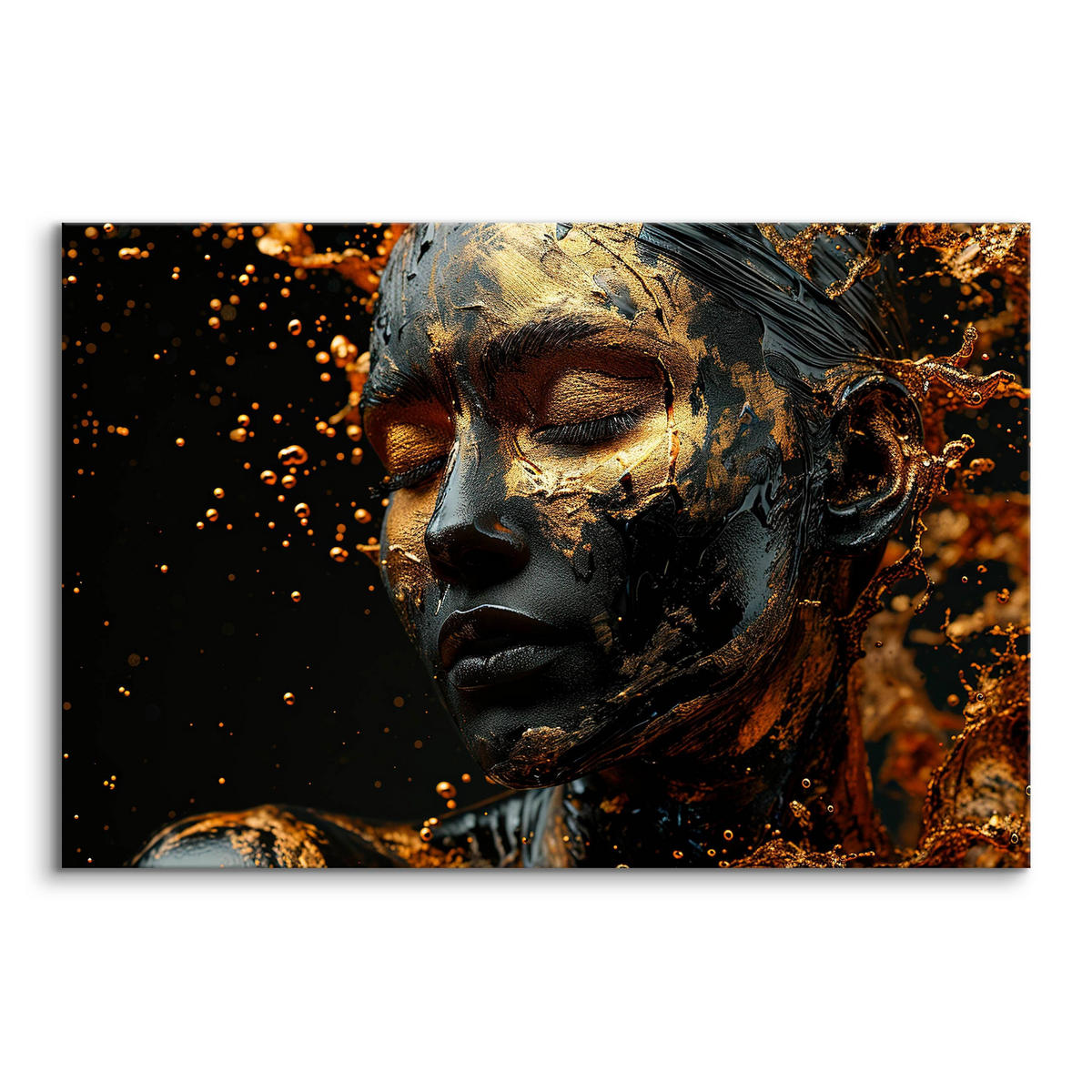 LEINWANDBILD für Wohnzimmer Porträt Frau Abstraktion Glamour 3D 120cm x 80cm - Beige/Schwarz, Textil (120/80cm) - Muralo