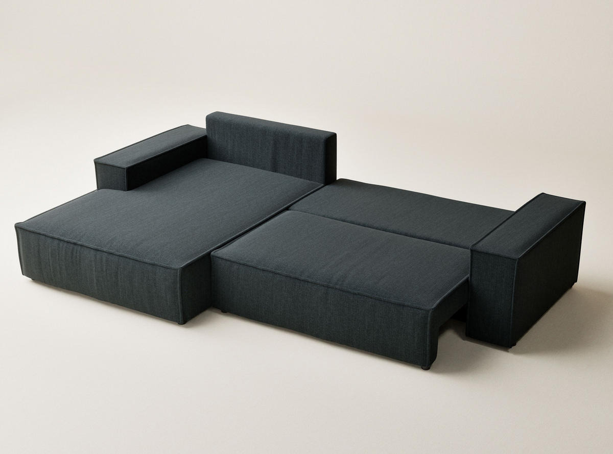 ECKSOFA Maze Türkis Webstoff - Links Seite - Türkis/Schwarz, Holz/Holzwerkstoff (185/294cm) - Maison de Reve