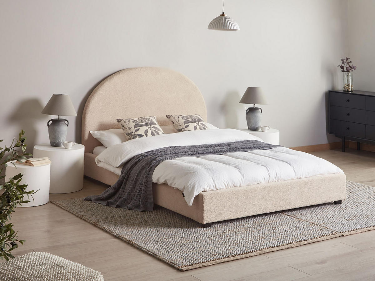 BETT mit Lattenrost 140/200 cm Beige Vaucluse - Beige, Textil (140/200cm) - Beliani