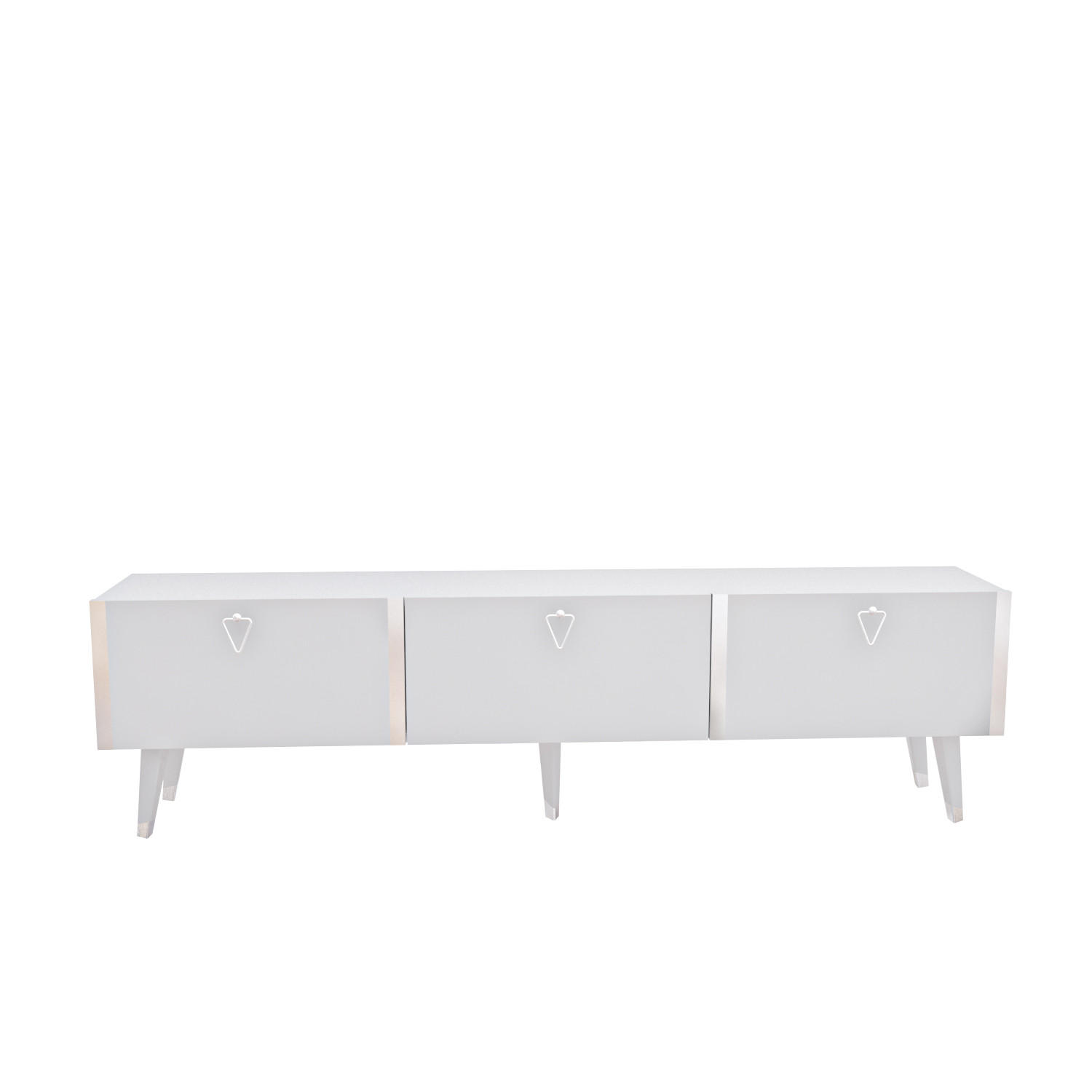 TV Stand Milagro Hochglanz Weiß Silber - Weiß, Holzwerkstoff (31.3/49.3/180cm) - Decorotika