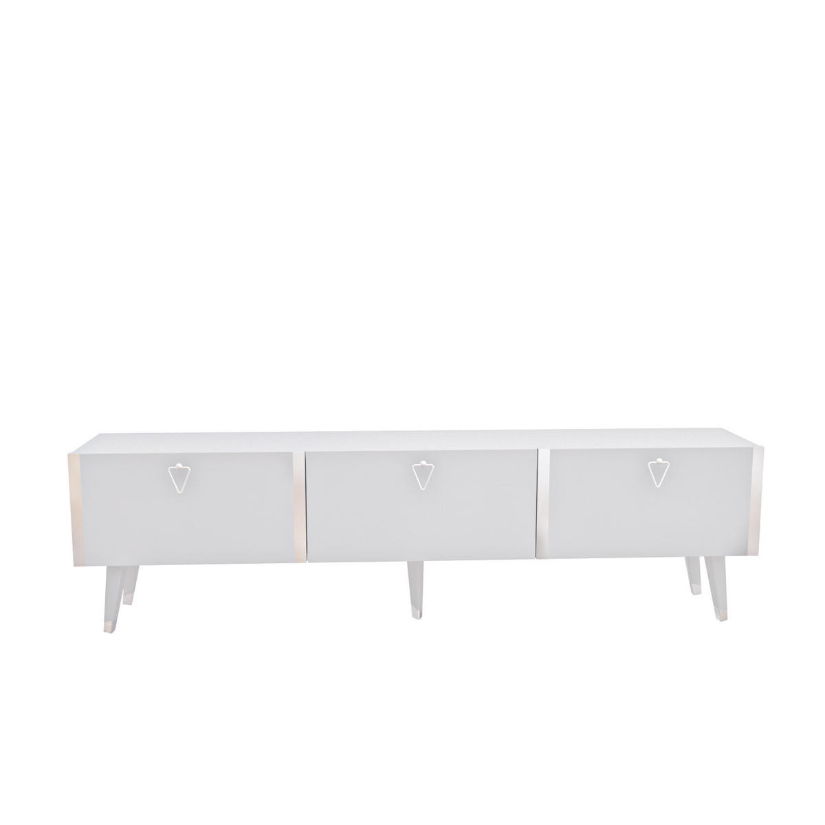 TV Stand Milagro Hochglanz Weiß Silber - Weiß, Holzwerkstoff (31.3/49.3/180cm) - Decorotika