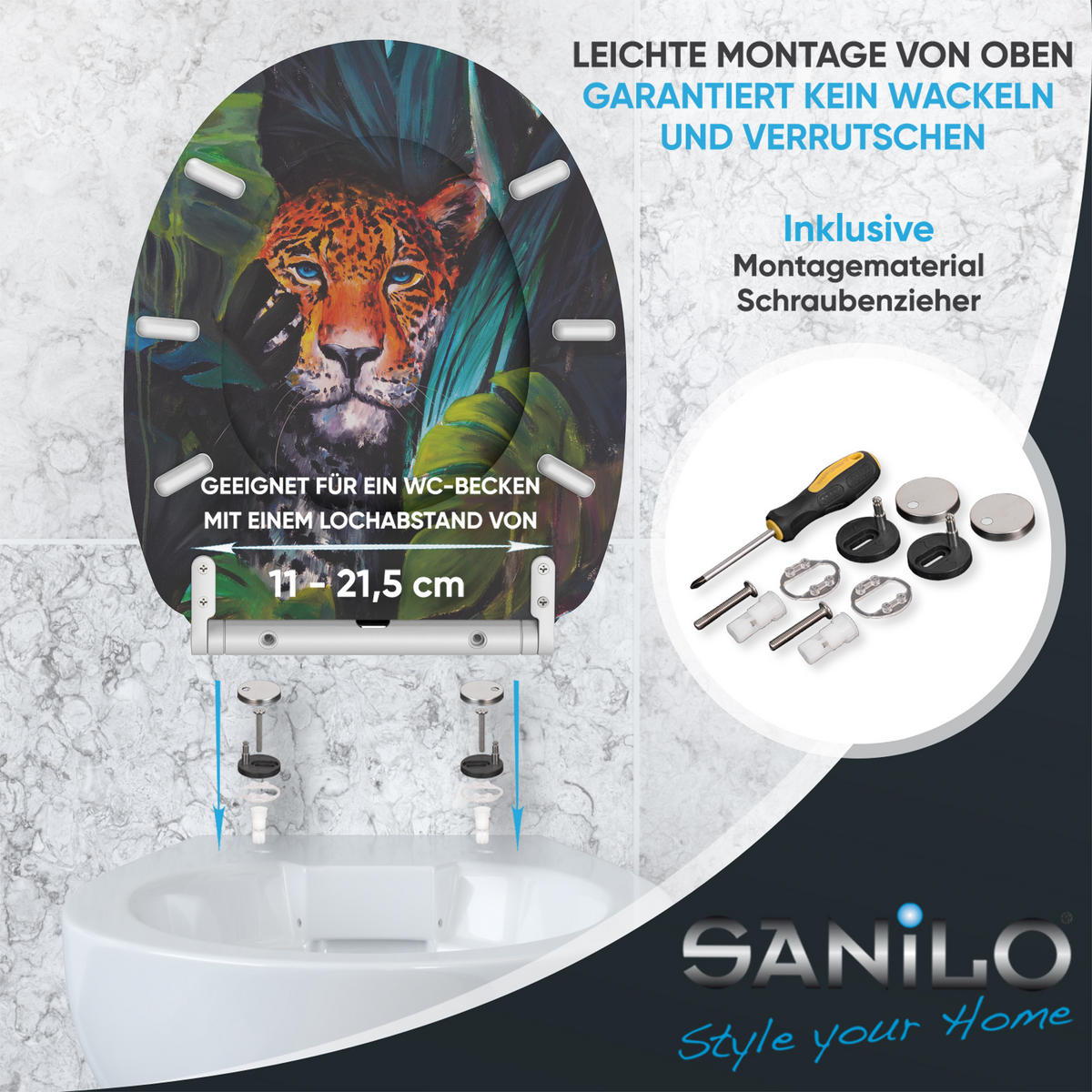 WC-SITZ mit Absenkautomatik & Top Fix Hunter - Braun, Holzwerkstoff (37.7/5.5/48cm) - Sanilo