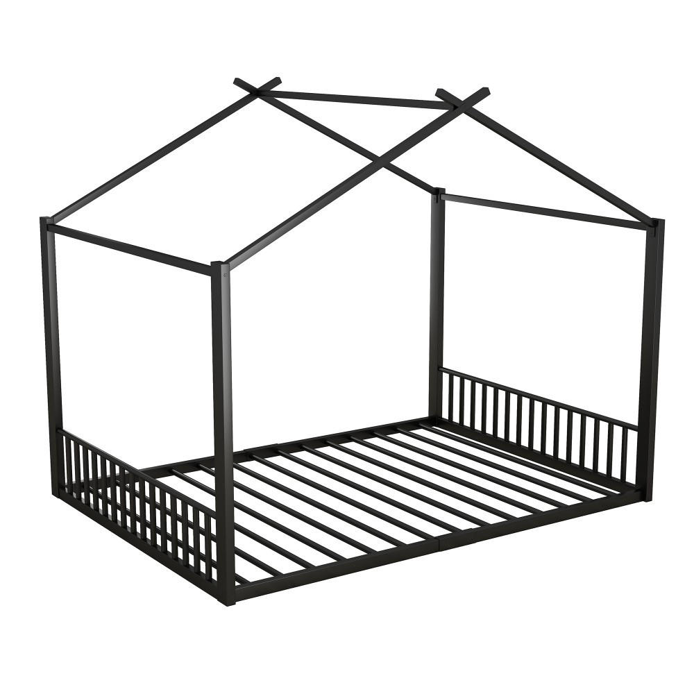HAUSBETT 140x200cm in Schwarz Metall - Schwarz, Metall (140/200cm) - KOMHTOM