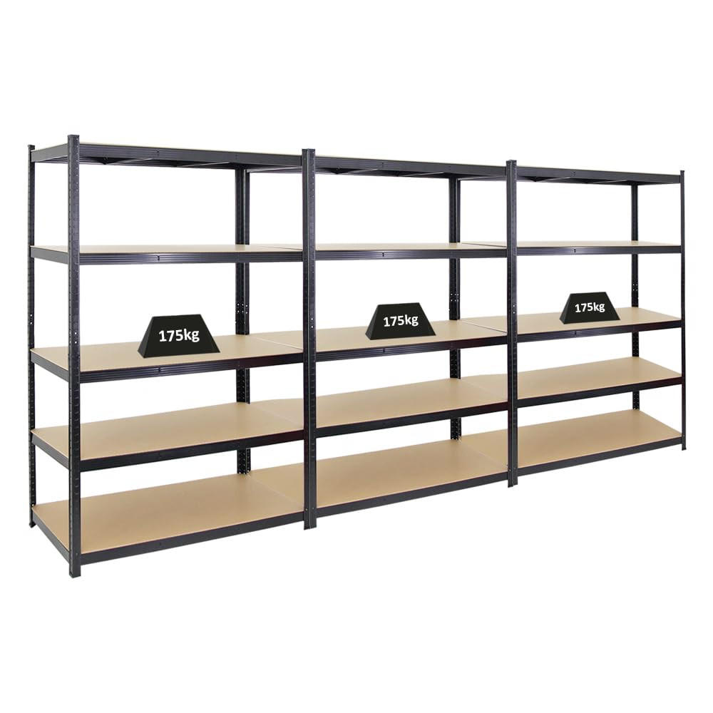 SCHWERLASTREGAL Taurus 3er-Set mit 3x 180x120x60 cm Fachlast 175 kg Schwarz - Schwarz, Metall (360/180/60cm) - PROREGAL