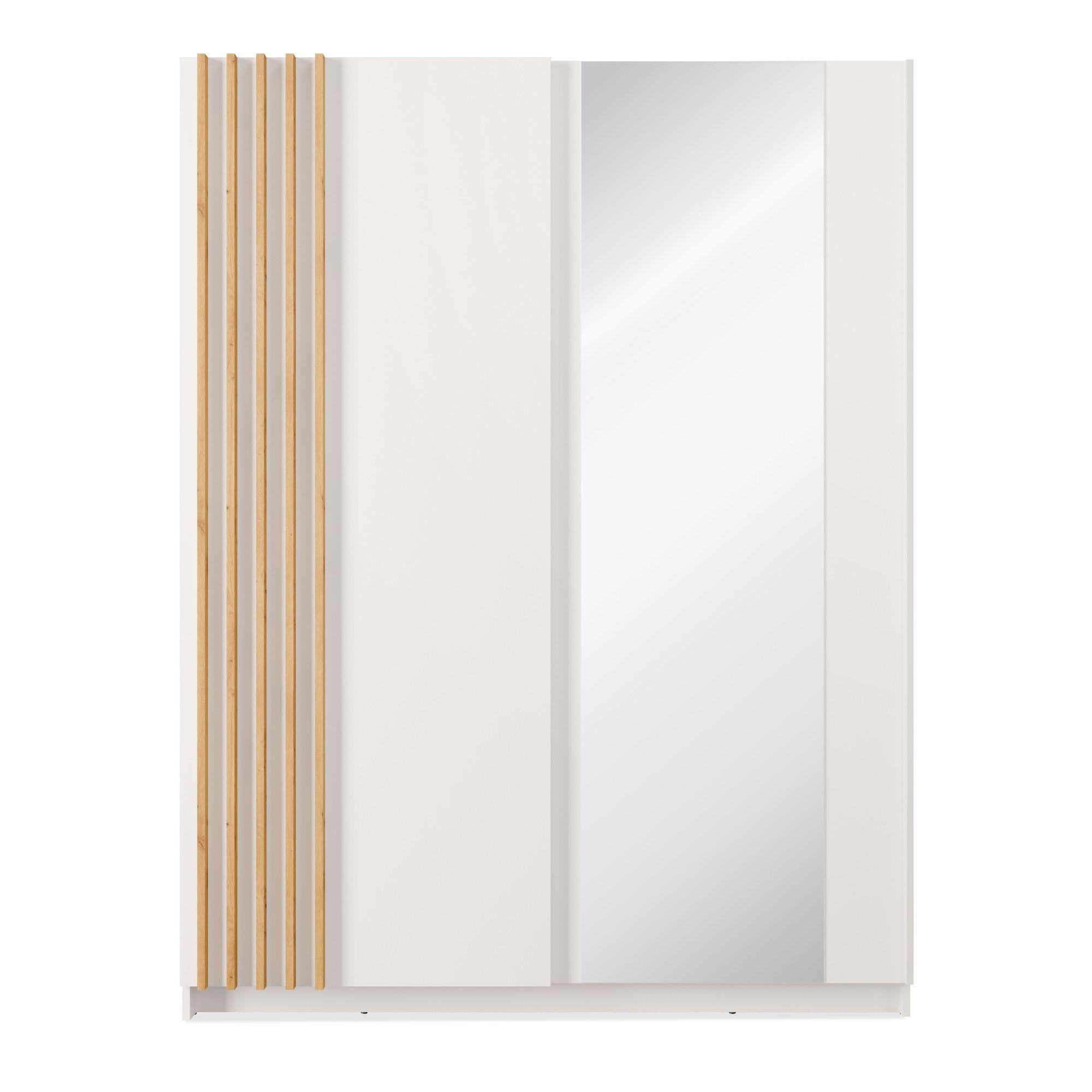 Konsimo® Schiebeschrank Weiß, Eiche Artisan 150.6x198.5x62 cm