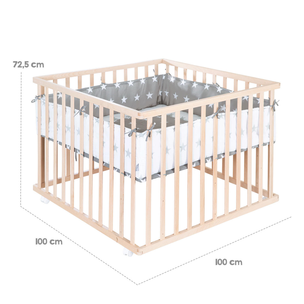 LAUFGITTER 100x100, Little Stars - Naturfarben, Holzwerkstoff (100/72.5/100cm) - Roba