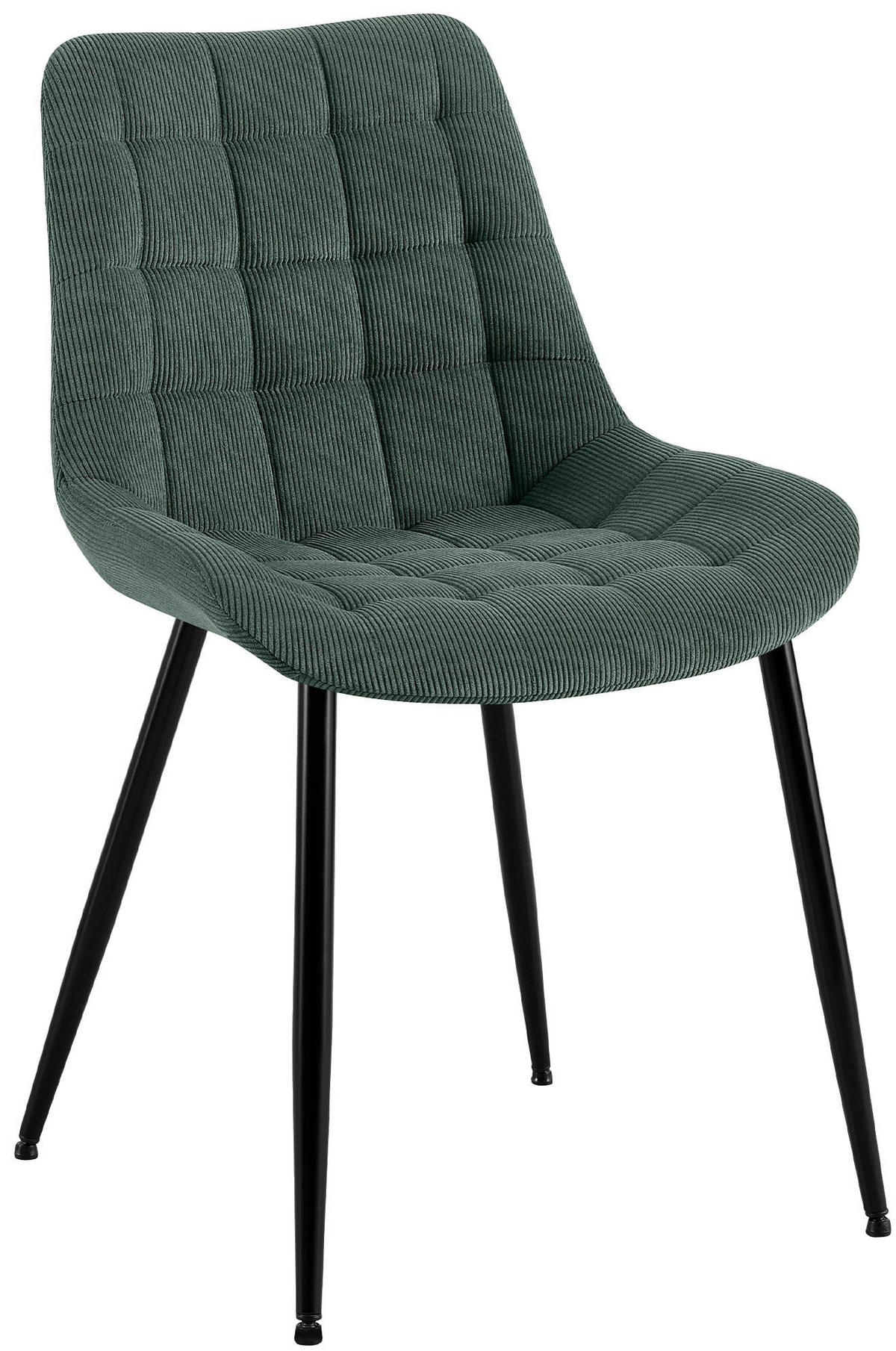 ESSZIMMERSTUHL Cord Grün - Schwarz/Grün, Textil/Metall (52/83/58cm) - CLP