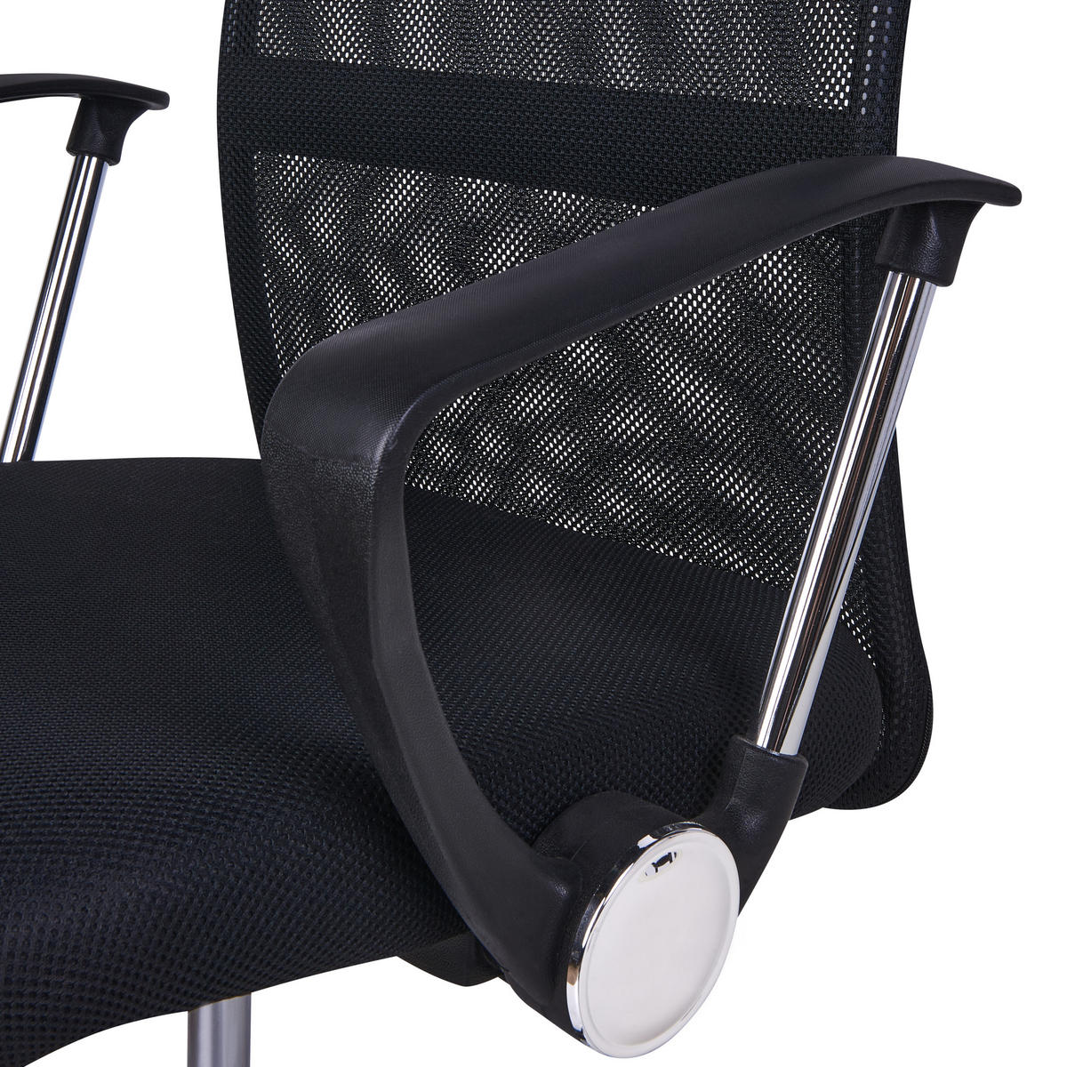 BÜROSTUHL Schwarz Best - Silberfarben/Schwarz, Textil (55/94/55cm) - Beliani