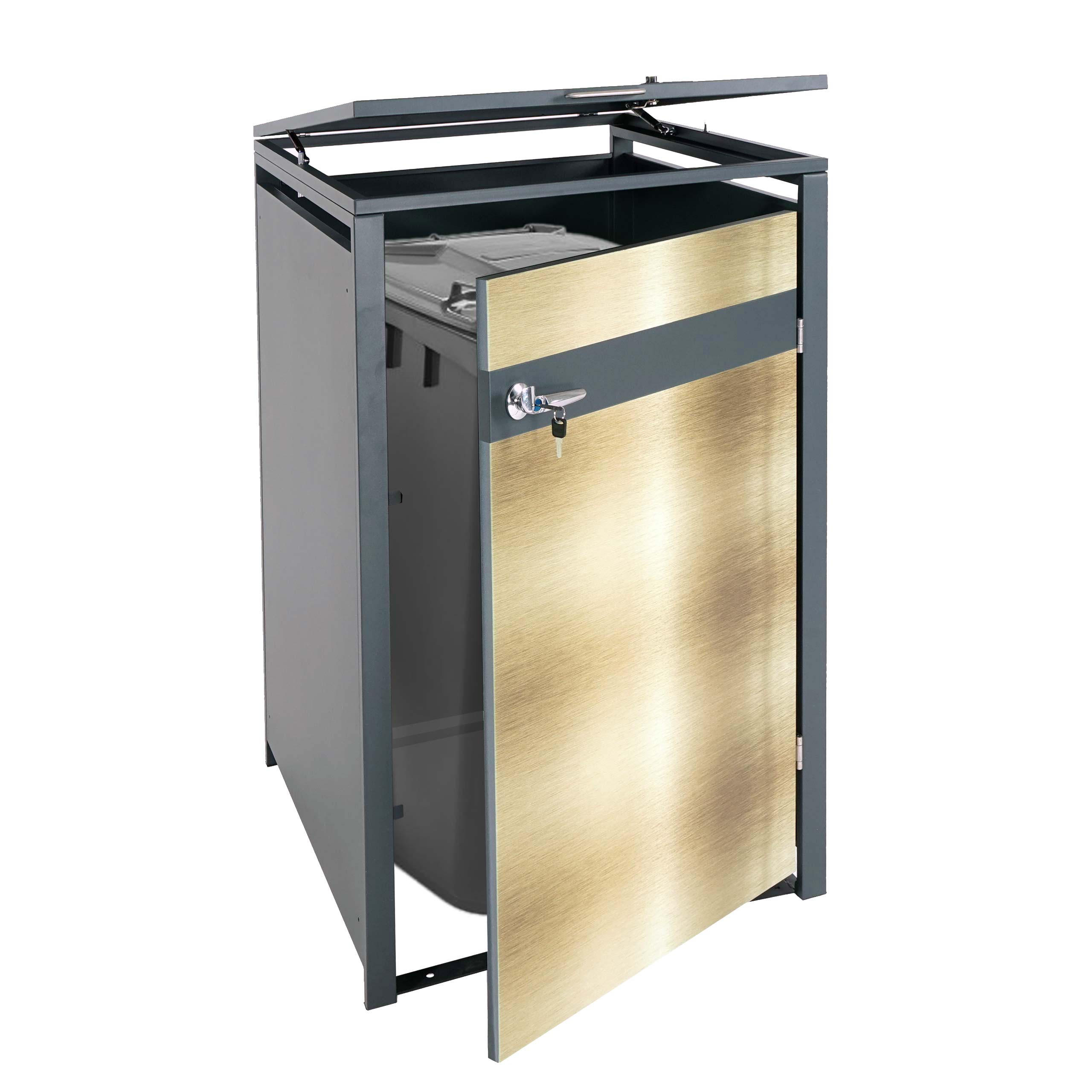 MÜLLTONNENBOX 1er 117x68x80cm Anthrazit Gold - Goldfarben, Metall (68/117/80cm) - PROREGAL