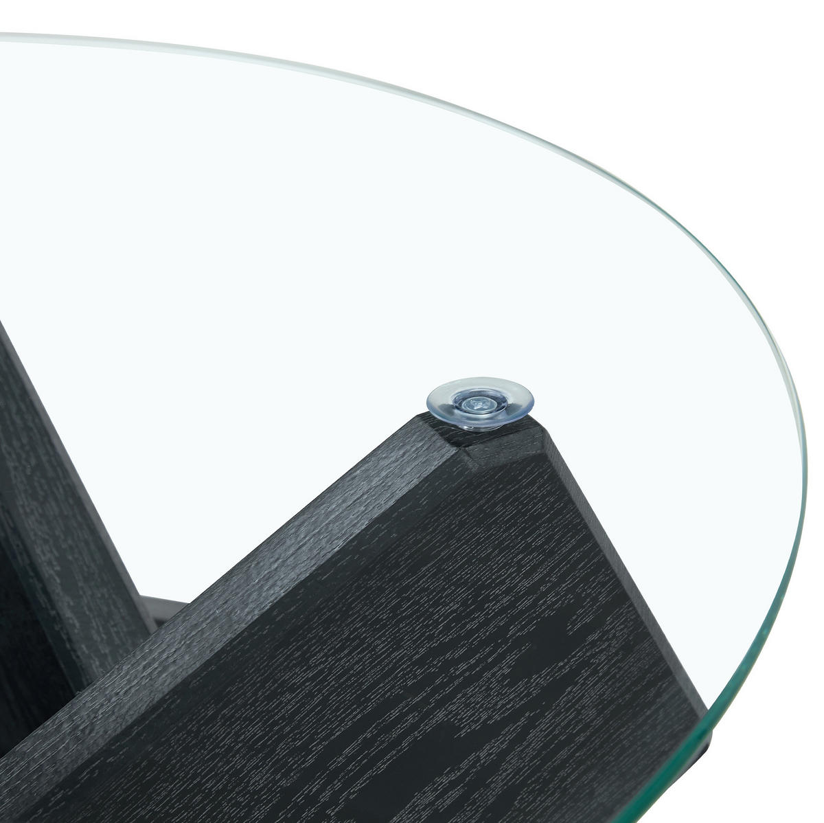 COUCHTISCH 79/45 cm schwarz transparent aus MDF und Glas mit Kreuzgestell - Schwarz, Holzwerkstoff (79/79/45cm) - OKMYHOME