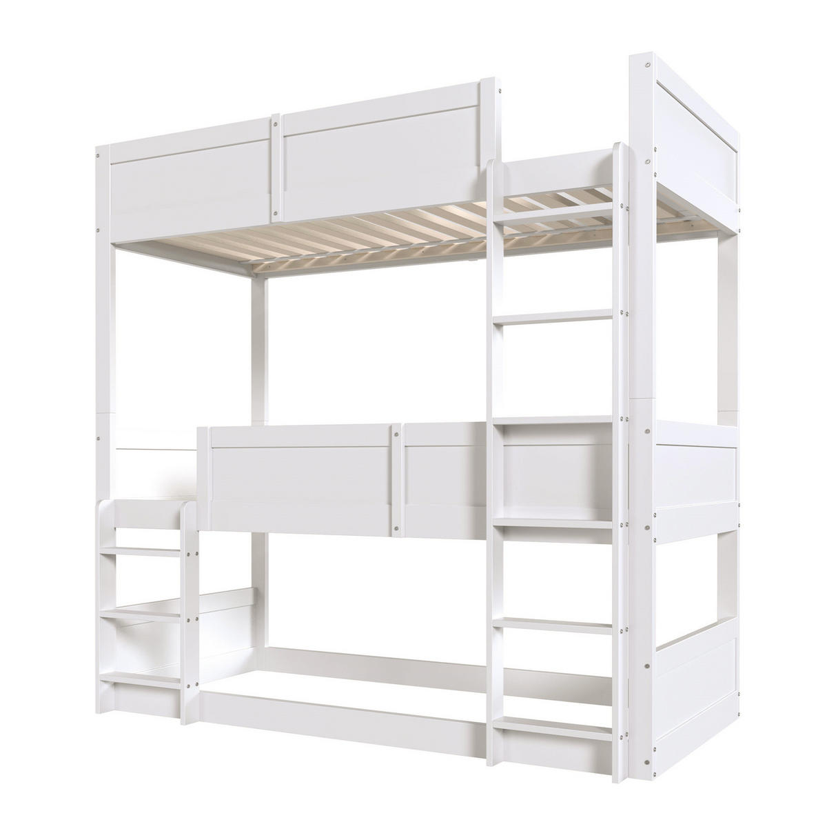 ETAGENBETT 90/200 cm in Weiß aus Massivholz mit hoher Absturzsicherung - Weiß, Holzwerkstoff (90/200cm) - OKMYHOME