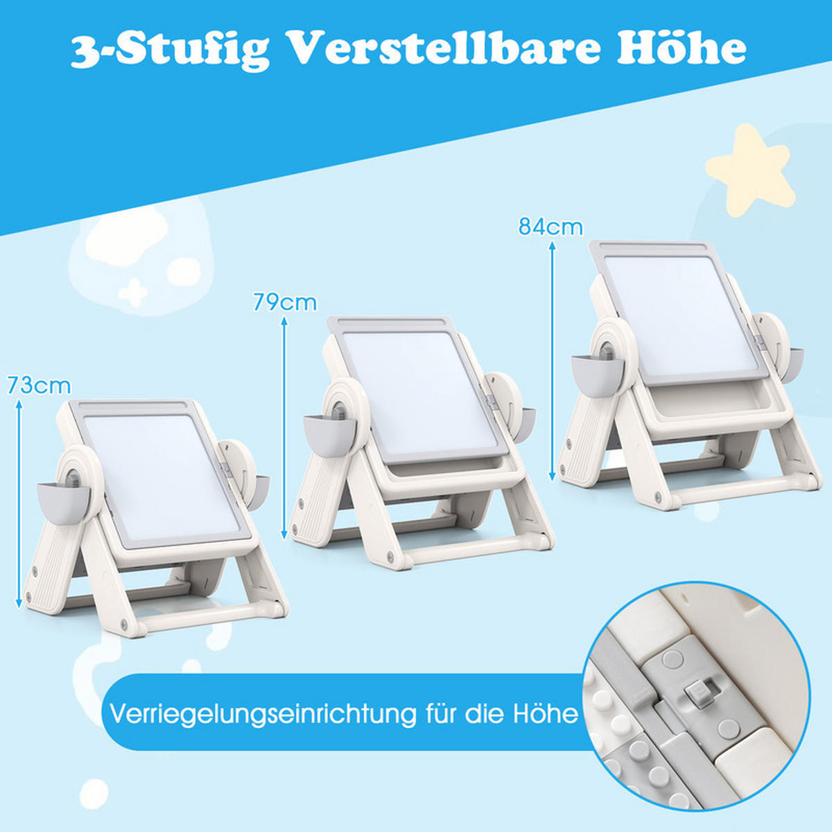 KINDERTISCH mit stuhl grau(2-tlg) - Grau, Kunststoff (82/58/67cm) - COSTWAY
