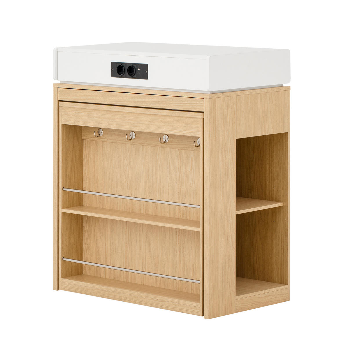KÜCHENINSEL 83/46-146,5/96 cm aus MDF und Glas mit ausziehbarer Tischplatte Natur - Naturfarben, Holzwerkstoff (83/96/46cm) - Modenvie