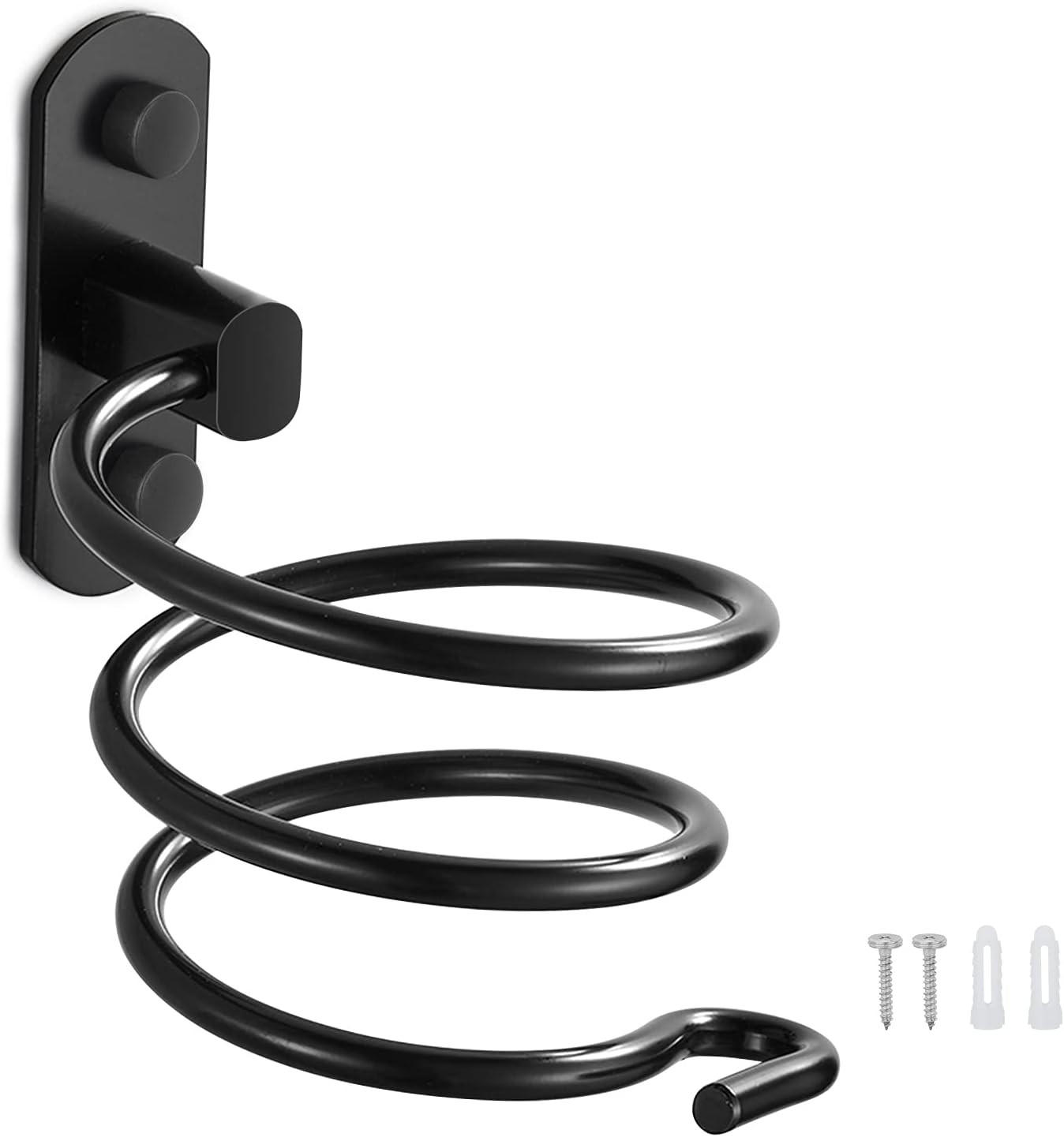 HAARTROCKNERHALTER ,Wandmontierter Haartrockner-Kabelhalter - Schwarz, Metall (8/9.5/12cm) - BELZ
