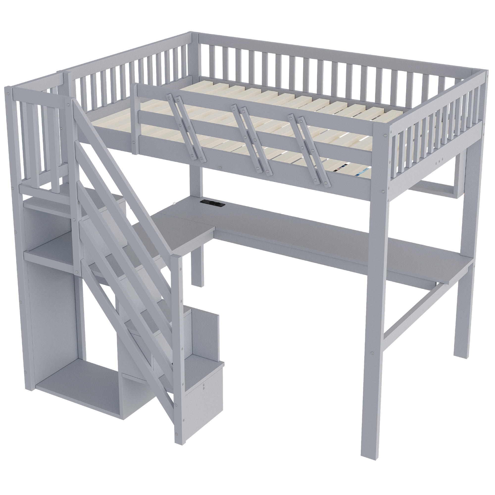 ComfortXL Hochbett Grau 140x200 cm
